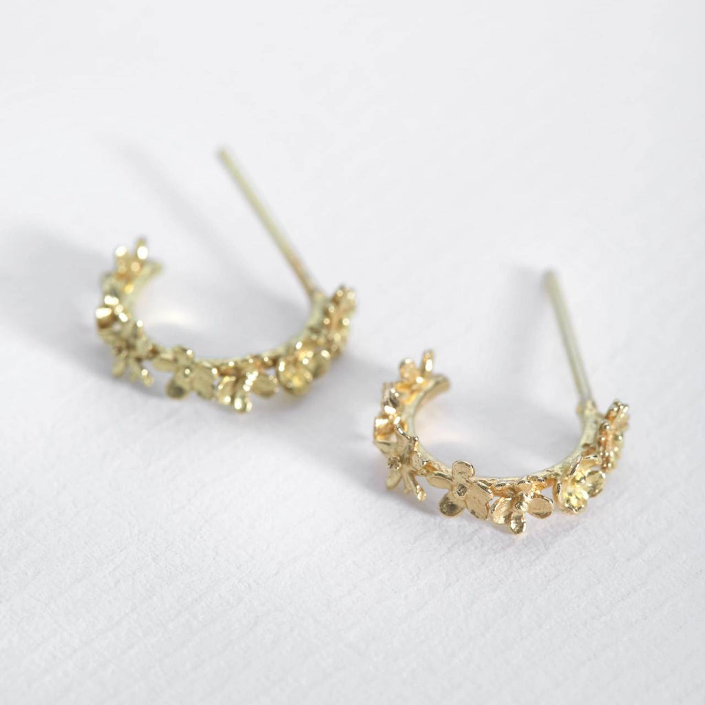 A.M. Floral Mini Hoop Earrings 18ct Solid Gold