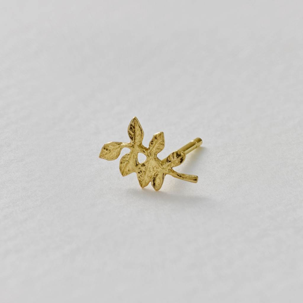 A.M. Verity Leaf Single Stud Earring 18ct Solid Gold