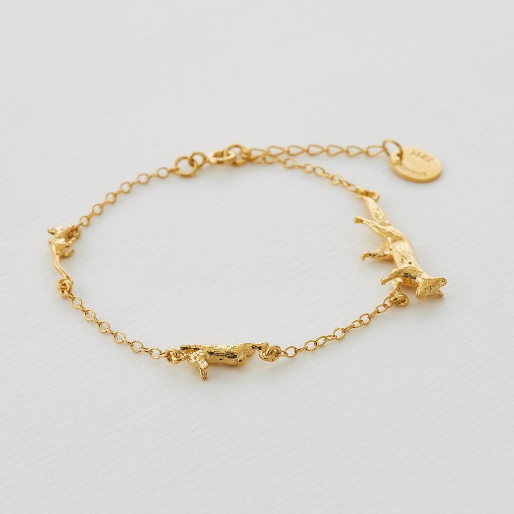 A.M. Fox, Rabbit & Mouse Chase Bracelet Gold