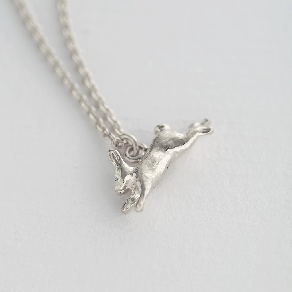 A.M. Leaping Rabbit Necklace Silver