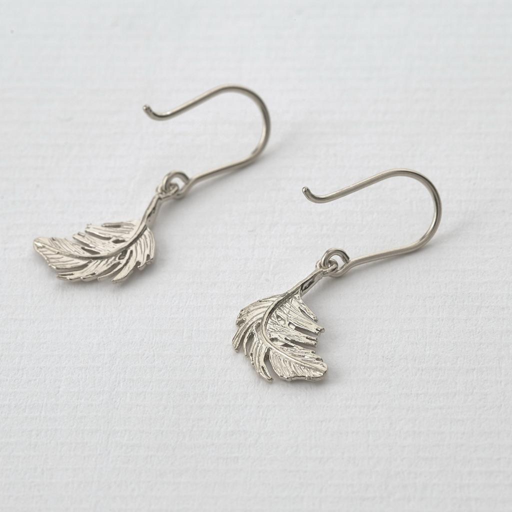 A.M. Little Feather Hook Earrings Silver