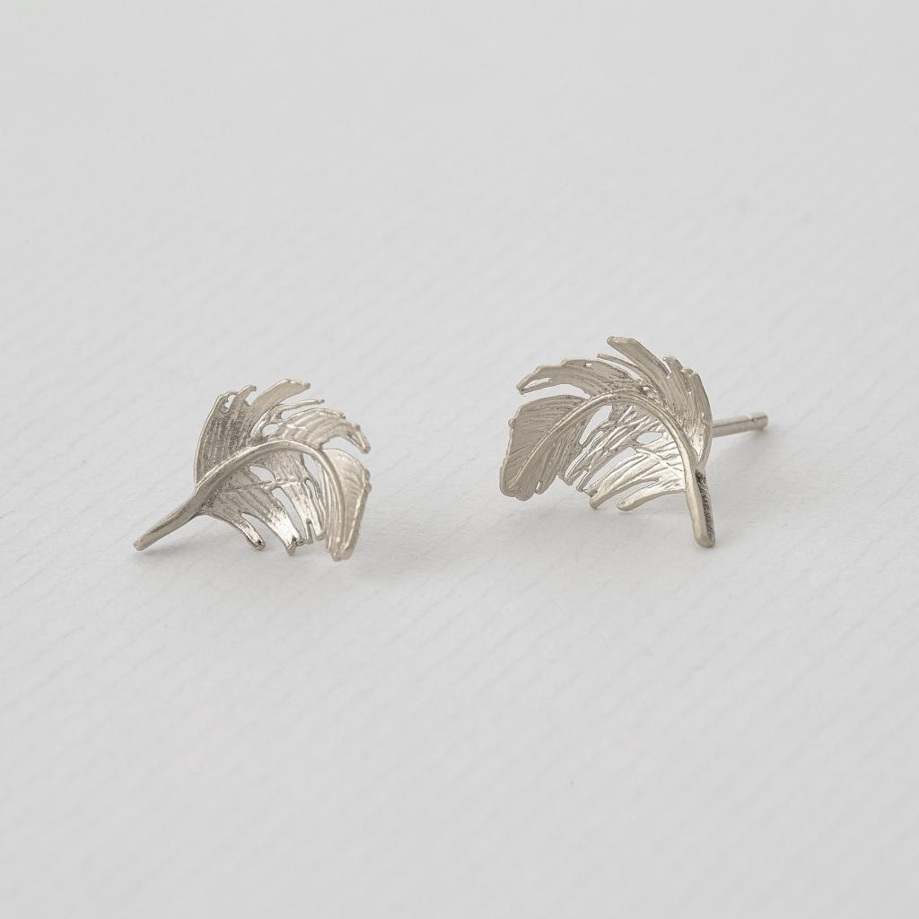 A.M. Feather Stud Earrings Silver