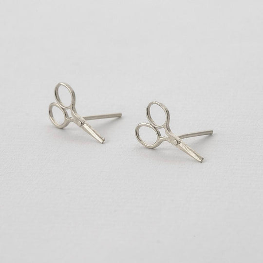 A.M. Little Sewing Scissor Stud Earrings Silver