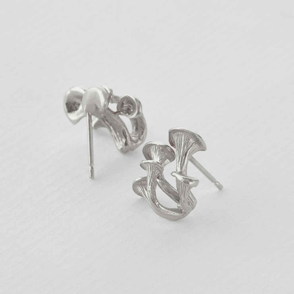 A.M. Clustered Mushroom Earrings Silver