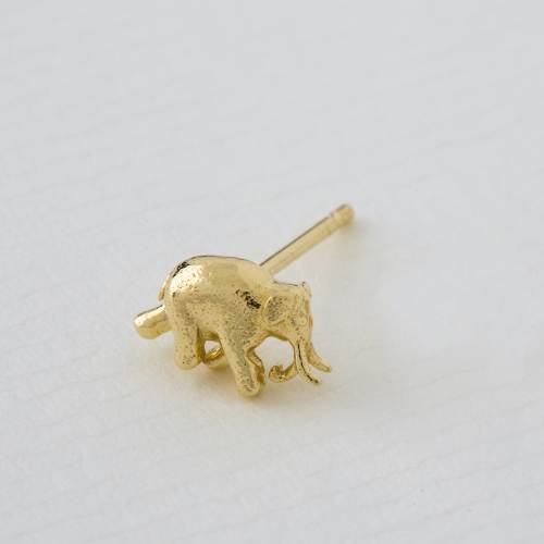 A.M. Teeny Tiny Elephant Single Stud Earring 18ct Solid Gold