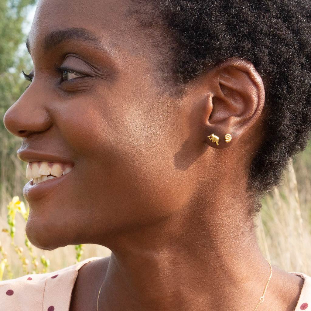 A.M. Teeny Tiny Elephant Single Stud Earring 18ct Solid Gold