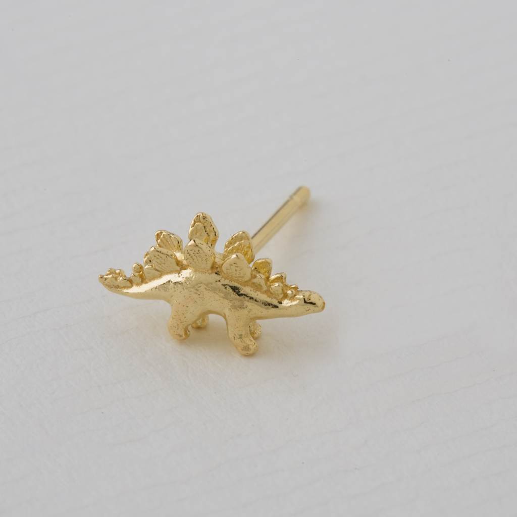 A.M. Teeny Tiny Stegosaurus Single Stud Earring 18ct Solid Gold