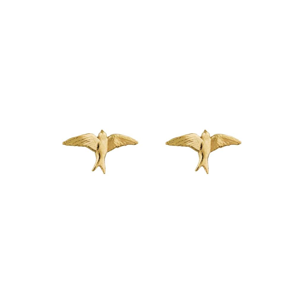 A.M. Teeny Tiny Swallow Stud Earrings 18ct Solid Gold