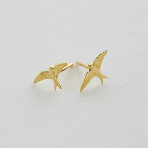 A.M. Teeny Tiny Swallow Stud Earrings 18ct Solid Gold