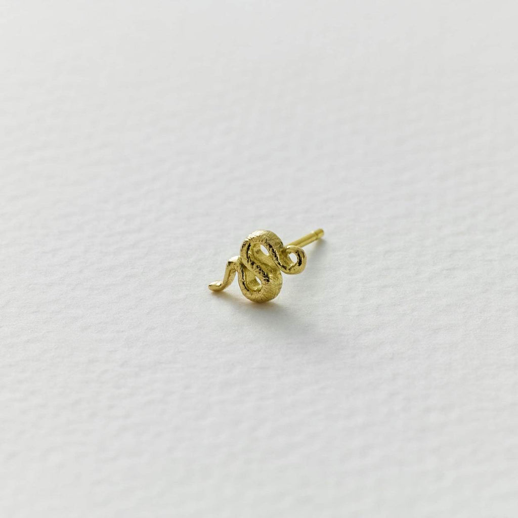 A.M. Teeny Tiny Snake Single Stud Earring 18ct Solid Gold