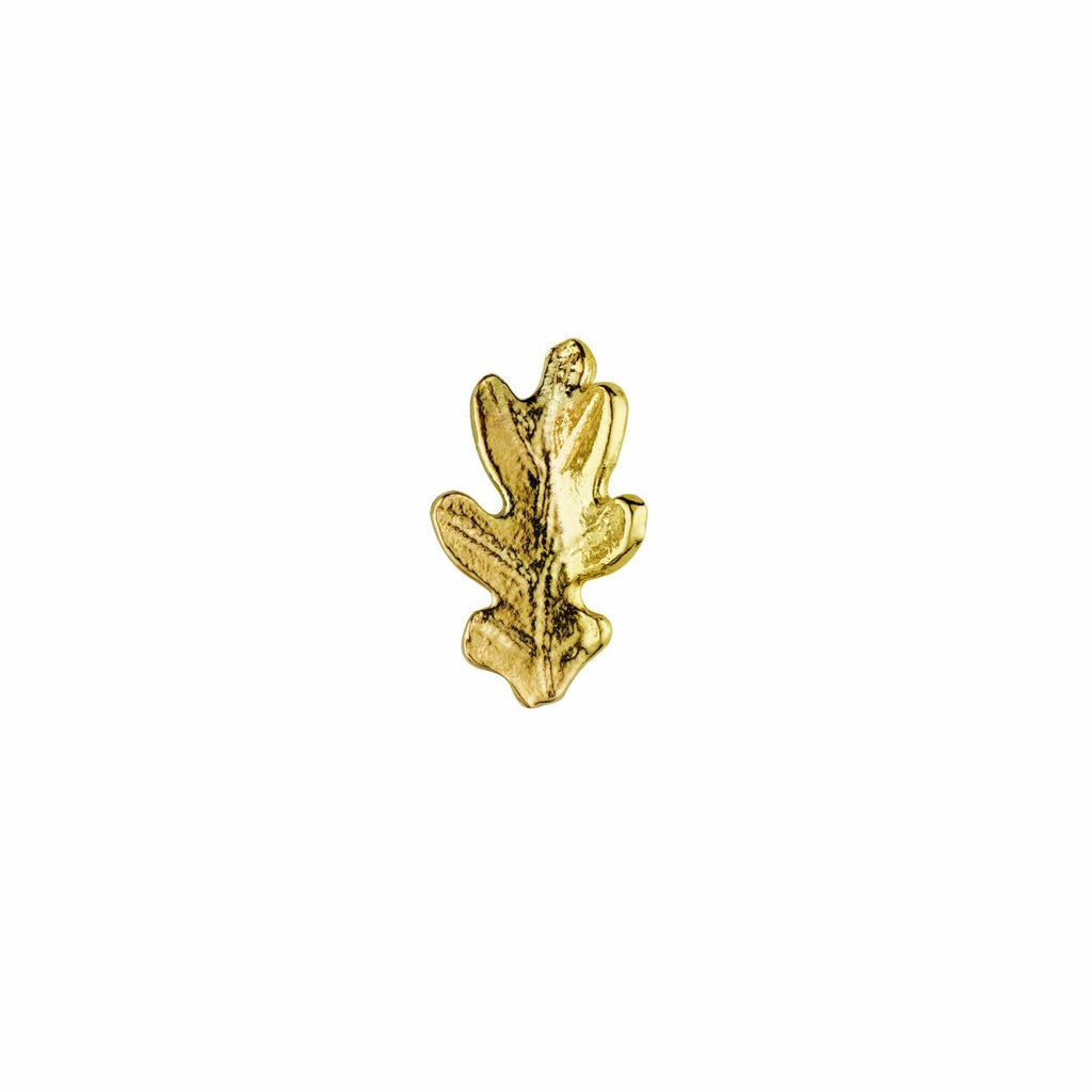 A.M. Teeny Tiny Oak Leaf Single Stud Earring 18ct Solid Gold