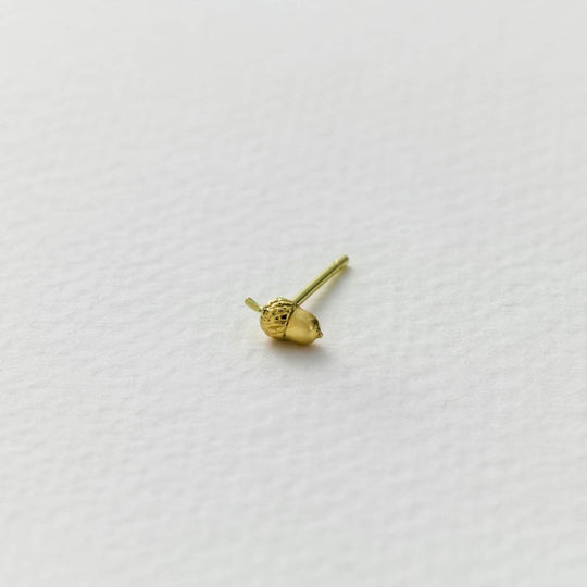 A.M. Teeny Tiny Acorn Single Stud Earring 18ct Solid Gold
