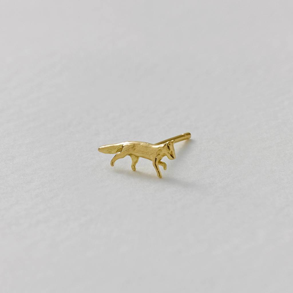 A.M. Teeny Tiny Fox Single Stud Earring 18ct Solid Gold