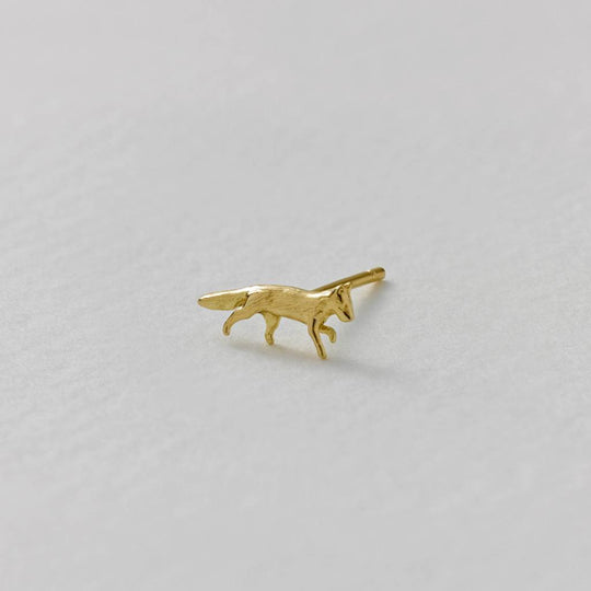 A.M. Teeny Tiny Fox Single Stud Earring 18ct Solid Gold