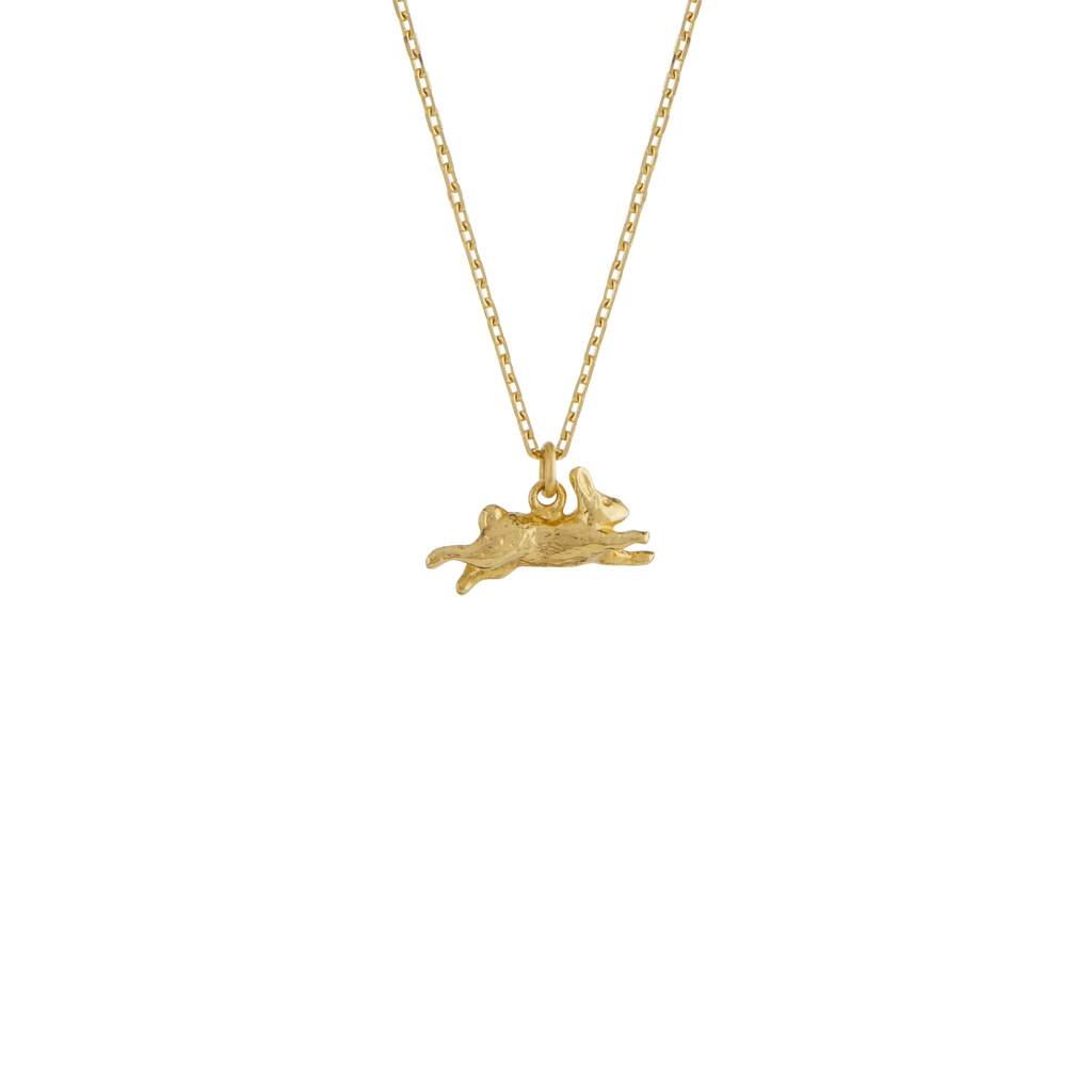 A.M. Teeny Tiny Leaping Rabbit Necklace 18ct Solid Gold