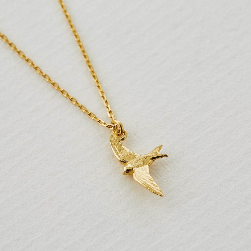 A.M. Teeny Tiny Swallow Necklace 18ct Solid Gold