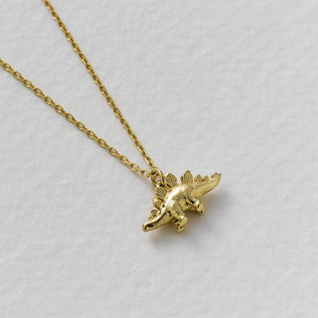 A.M. Teeny Tiny Stegosaurus Necklace 18ct Solid Gold