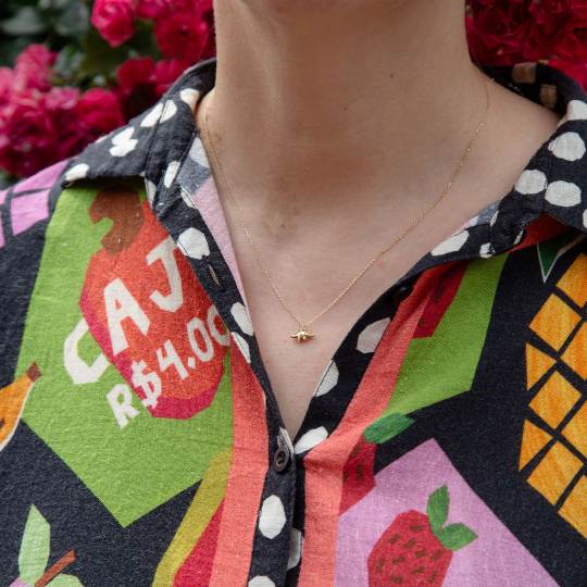 A.M. Teeny Tiny Stegosaurus Necklace 18ct Solid Gold