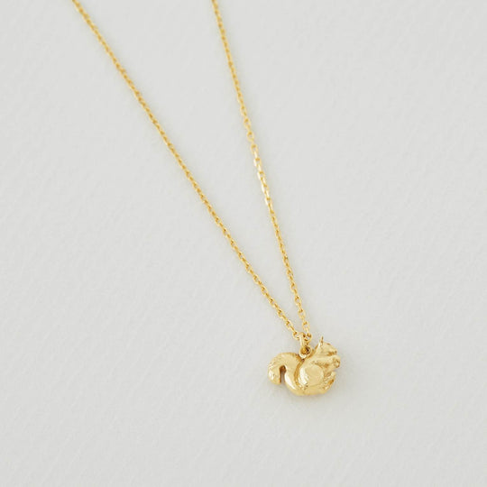 A.M. Teeny Tiny Squirrel Necklace 18ct Solid Gold