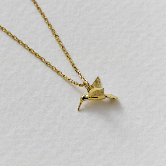 A.M. Teeny Tiny Hummingbird Necklace 18ct Solid Gold