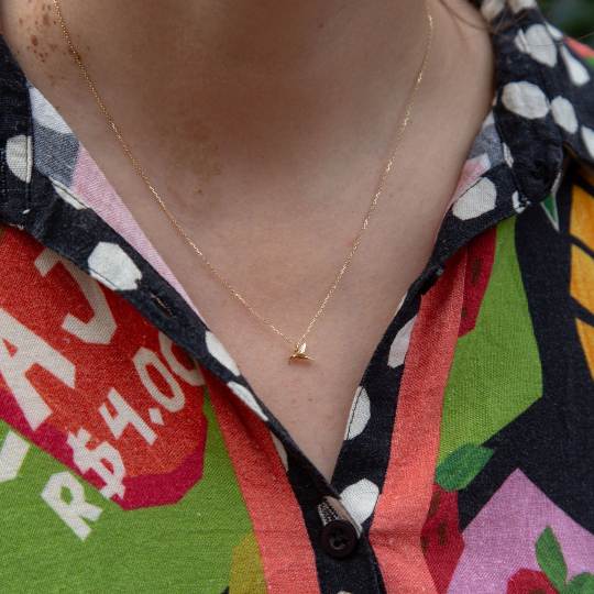 A.M. Teeny Tiny Hummingbird Necklace 18ct Solid Gold