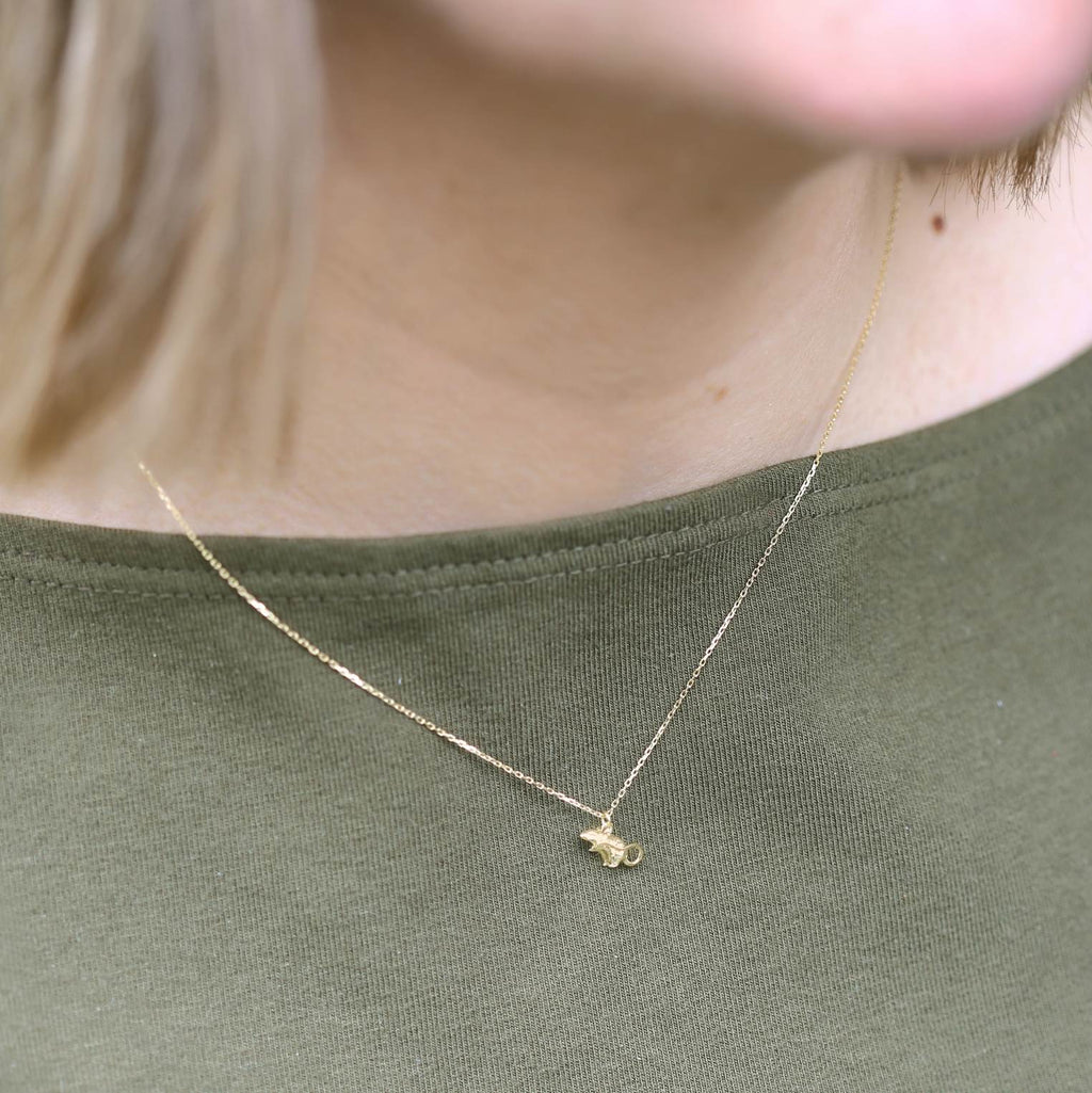 A.M. Teeny Tiny Mouse Necklace 18ct Solid Gold