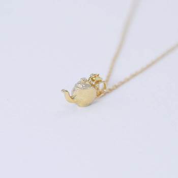 A.M. Teeny Tiny Teapot Necklace 18ct Solid Gold