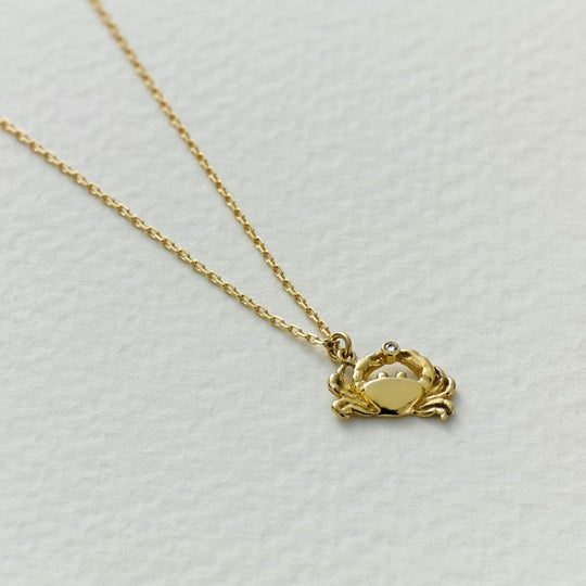 A.M. Teeny Tiny Crab Necklace 18ct Solid Gold