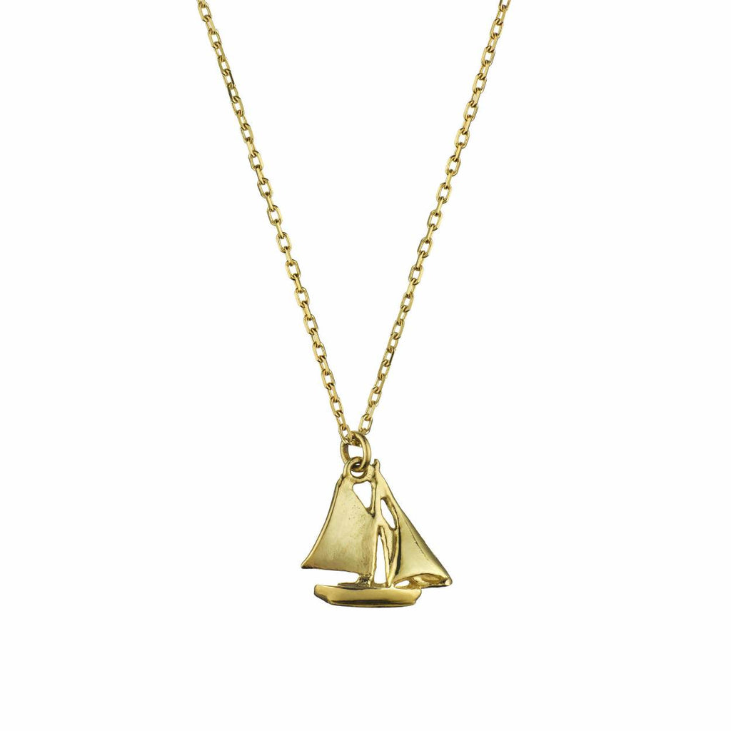 A.M. Teeny Tiny Sailing Boat Necklace 18ct Solid Gold