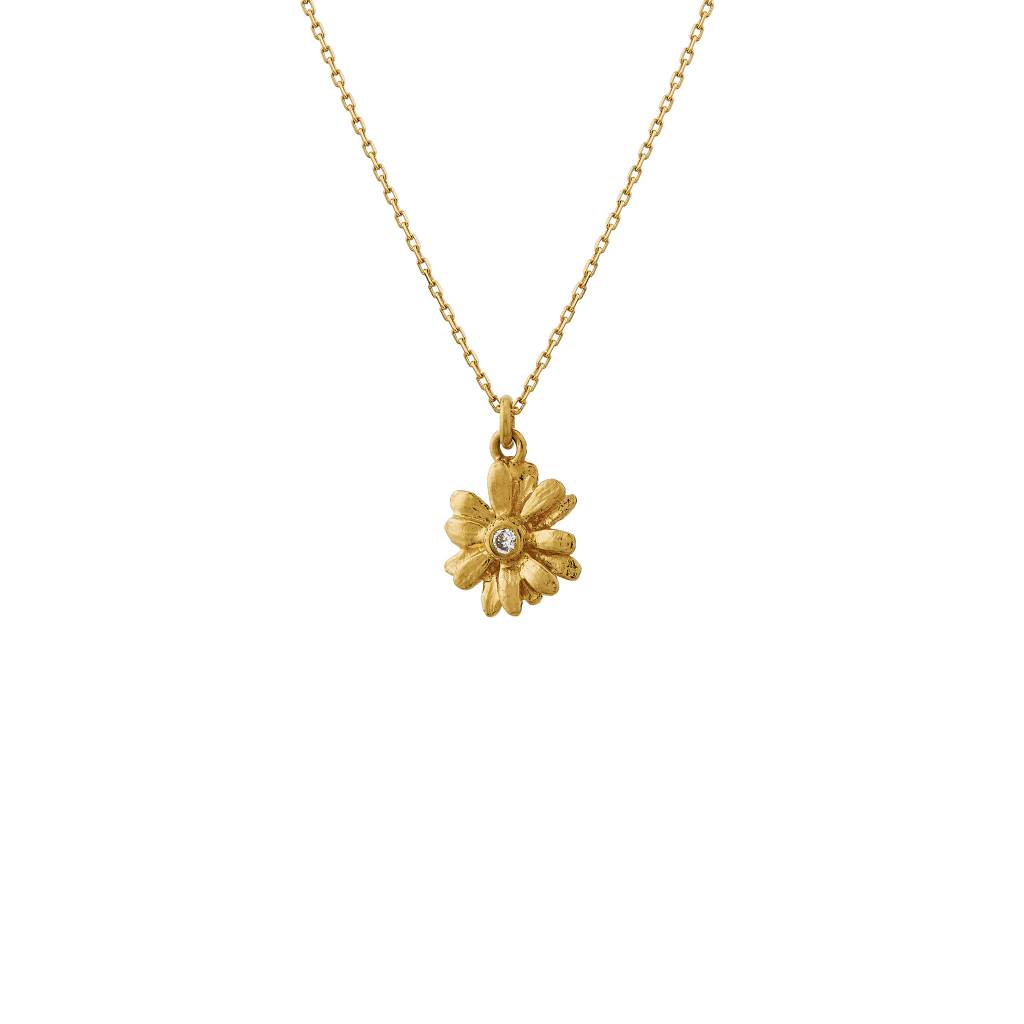 A.M. Teeny Tiny Diamond Daisy Necklace 18ct Solid Gold