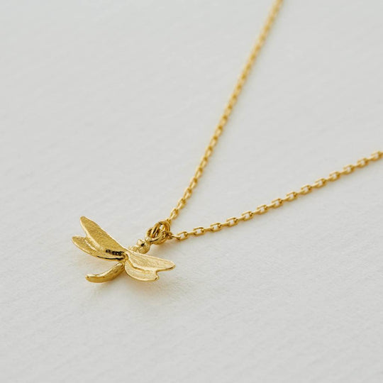 A.M. Teeny Tiny Dragonfly Necklace 18ct Solid Gold