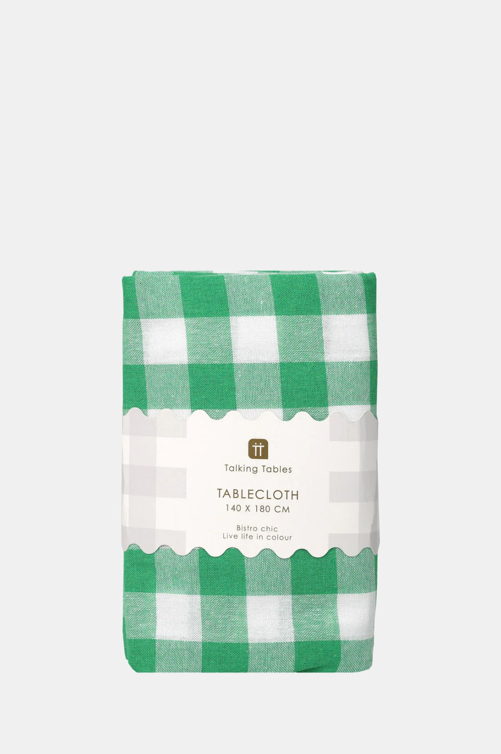 Talking Tables Green & White Fabric Gingham Tablecloth.