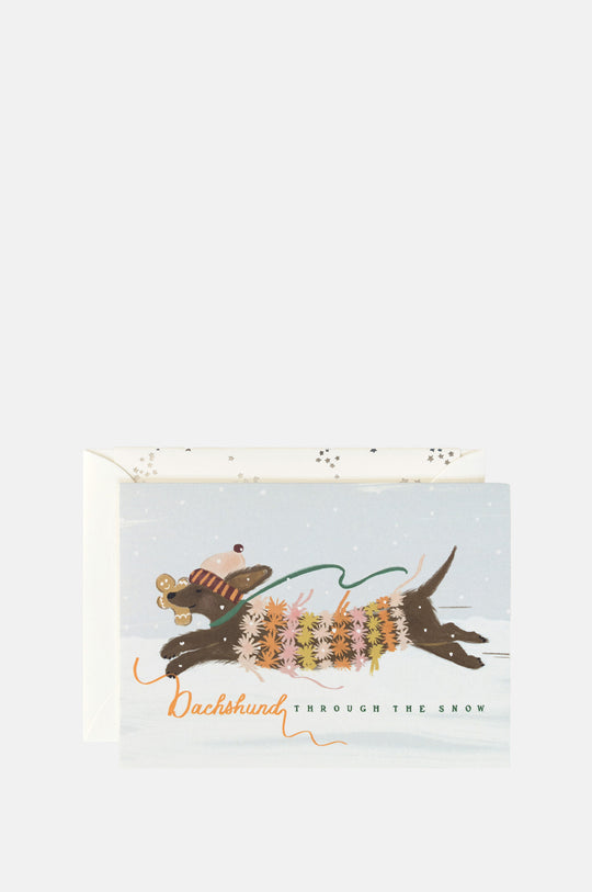 Dachshund Dashing Through the Snow Card
