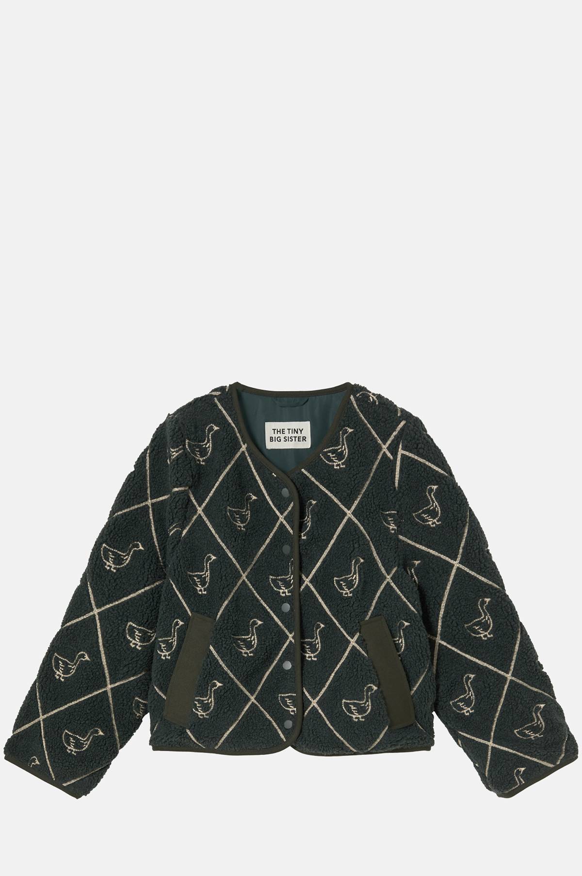 The Tiny Big Sister Diamond Geese Sherpa Jacket.