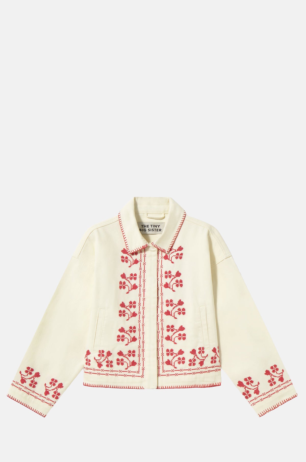 The Tiny Big Sister Embroidery Denim Jacket.