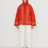 Flowers Down Jacket Dark Red