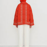 Flowers Down Jacket Dark Red