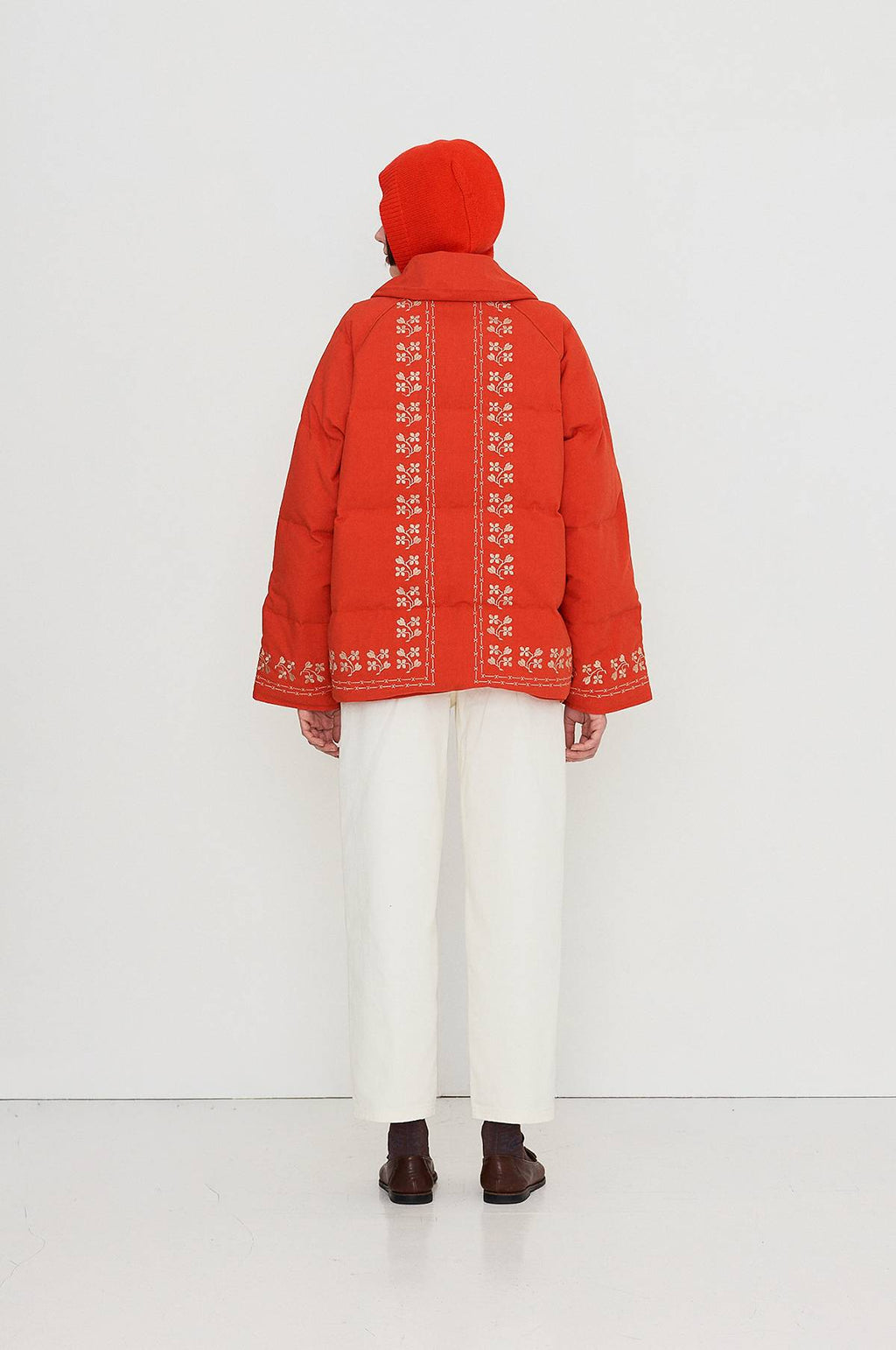 Flowers Down Jacket Dark Red