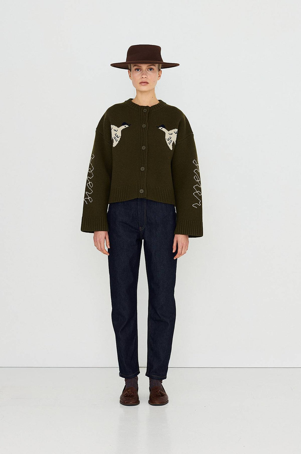 Geese Cardigan Khaki