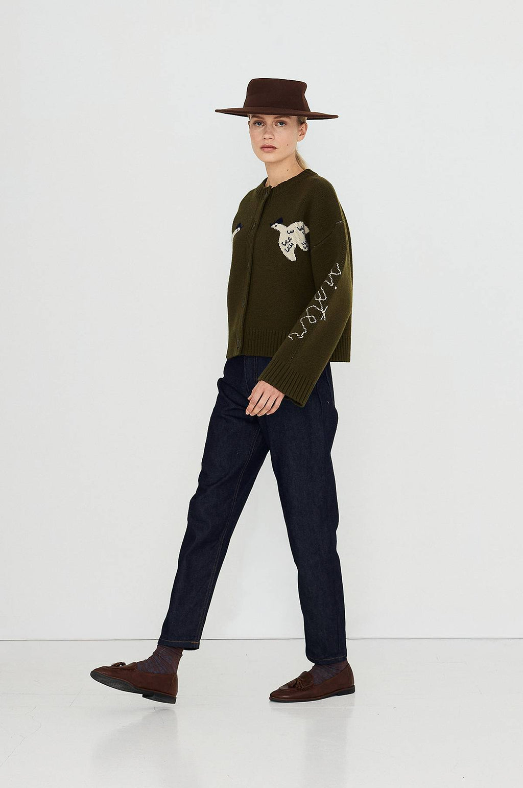 Geese Cardigan Khaki