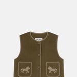The Tiny Big Sister Horses Embroidered Vest.