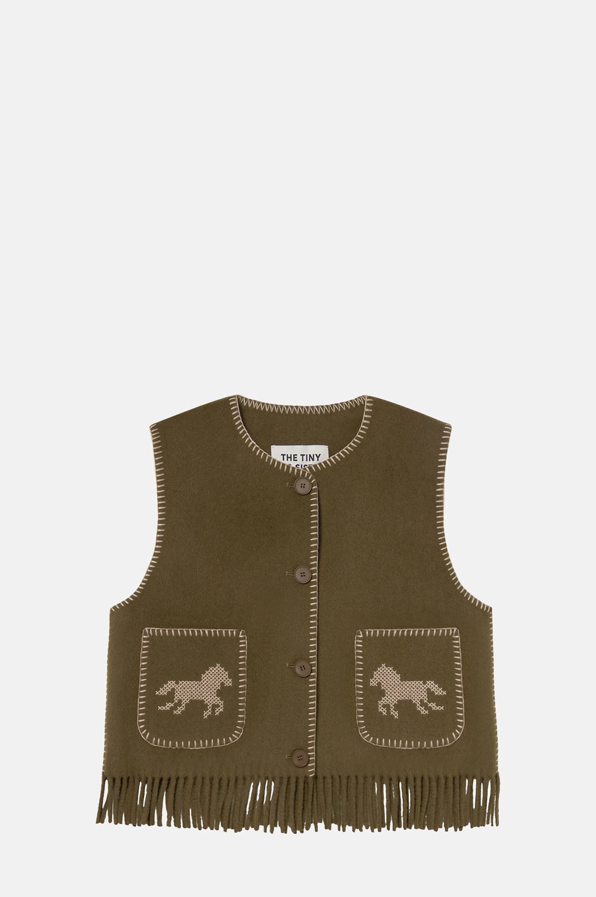 The Tiny Big Sister Horses Embroidered Vest.