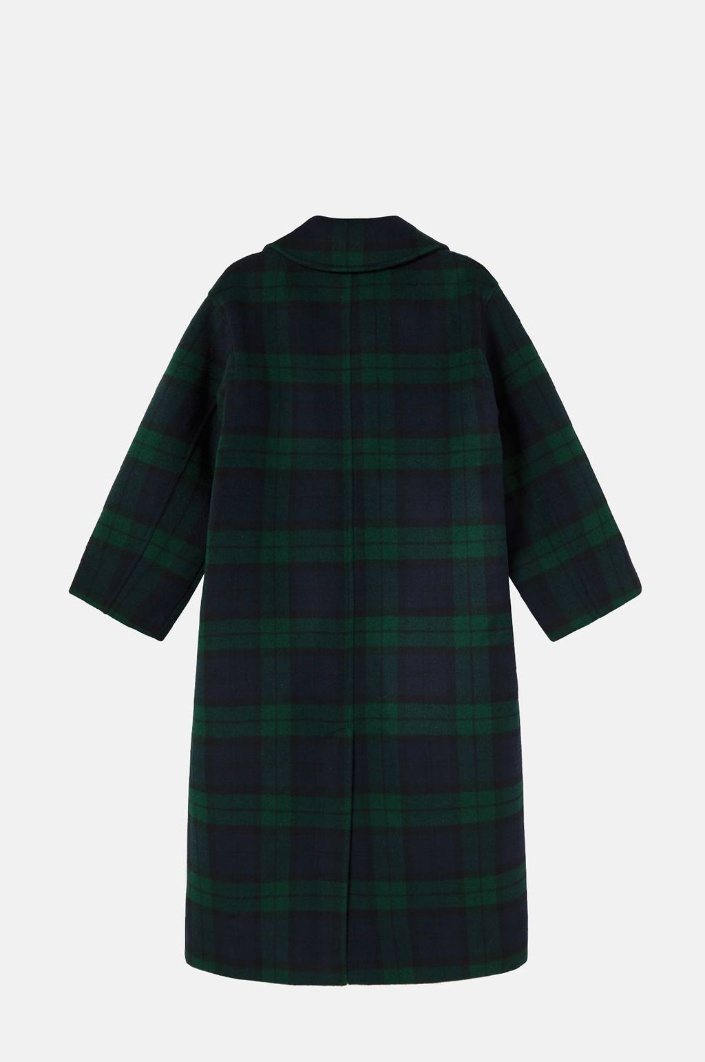 Long Check Coat Navy