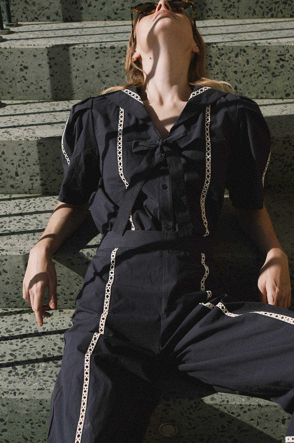 Sailor Neck Blouse Navy