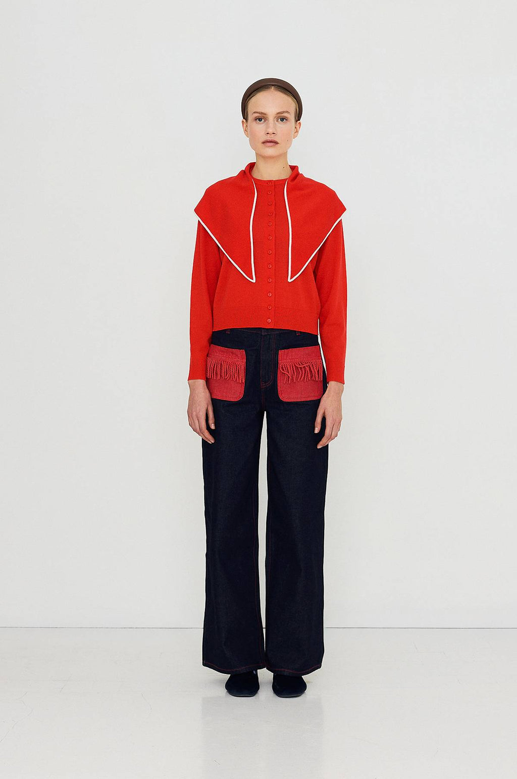 Scarf Neck Lara Cardigan Dark Red