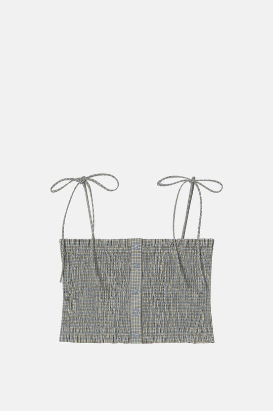 Small Check Cropped Top Dark Vanilla/Azure