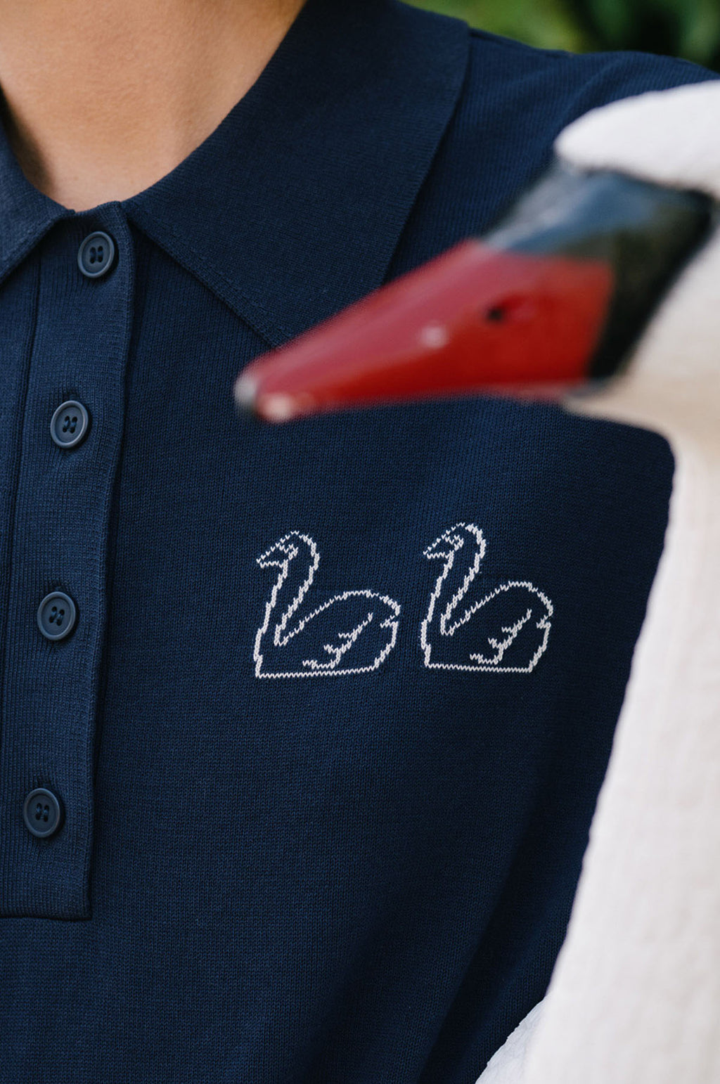 Swans Knitted Polo Navy