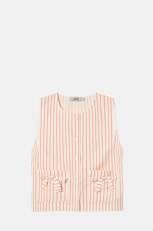 Thin Stripes Bow Vest Off-White