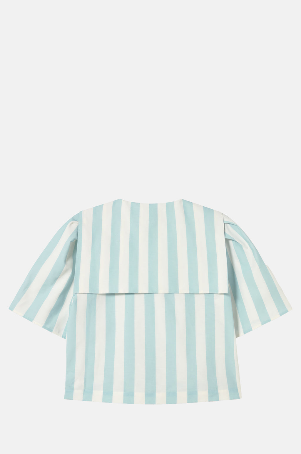 Wide Stripes Sailor Neck Blouse Pretty Blue