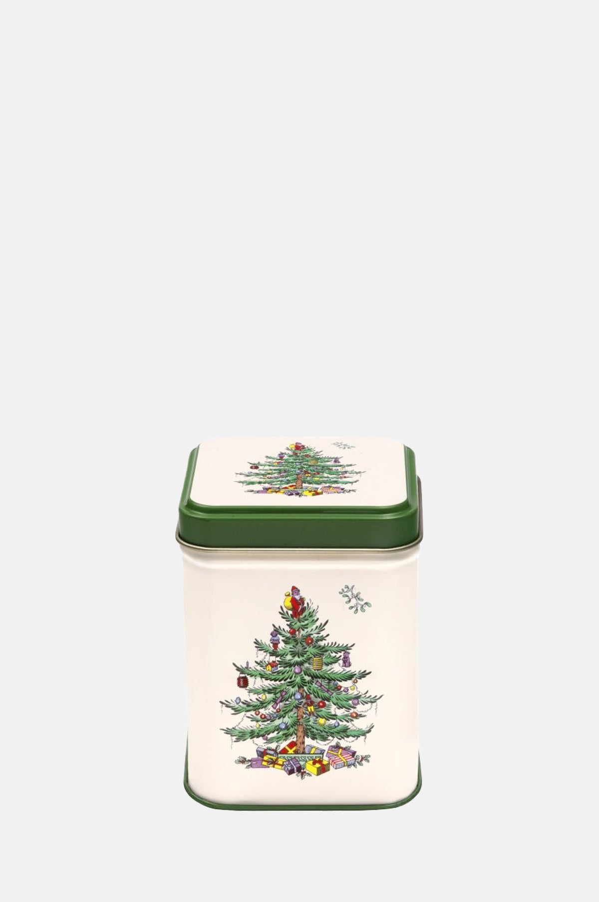 Tin Treats Spode Christmas Tree 100g Square Tin with Fudge.